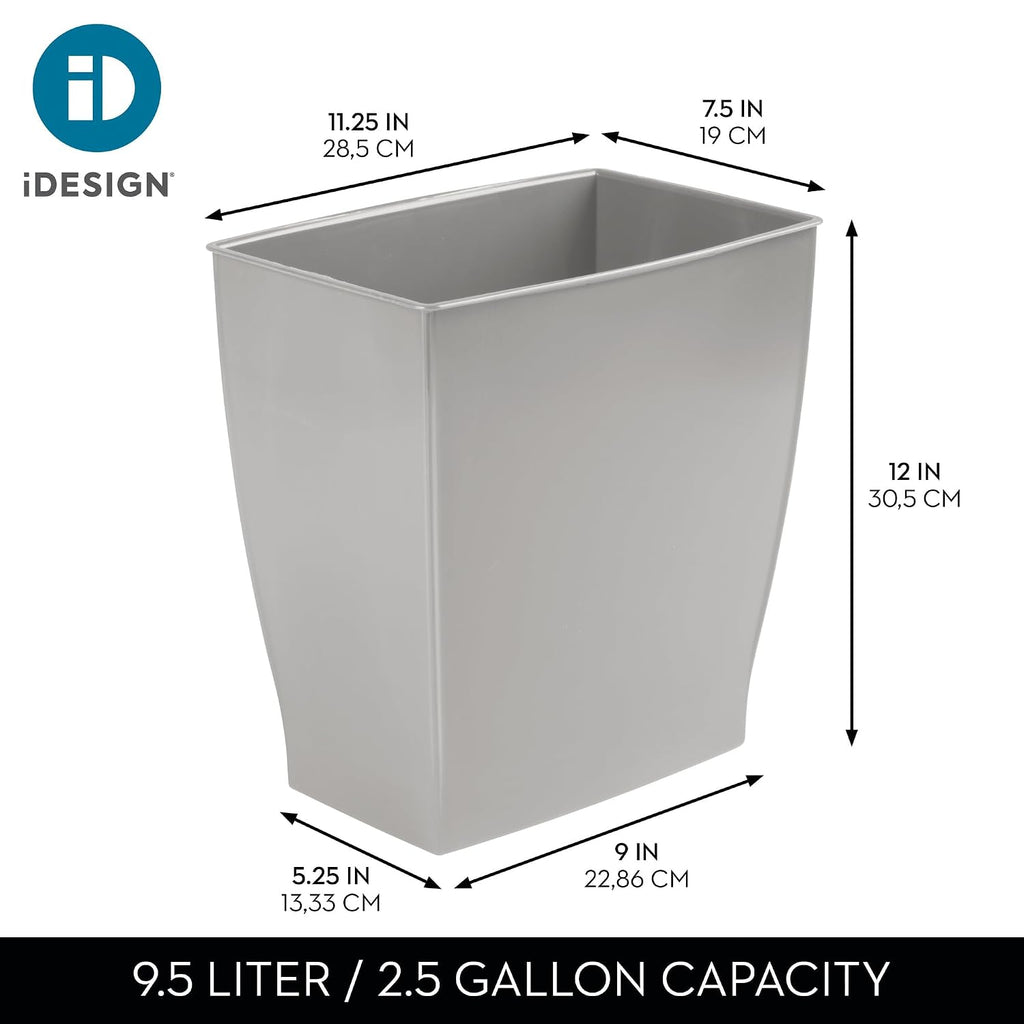 iDesign Small Plastic Bathroom Trash Can, Slim Rectangle, 4-Pack