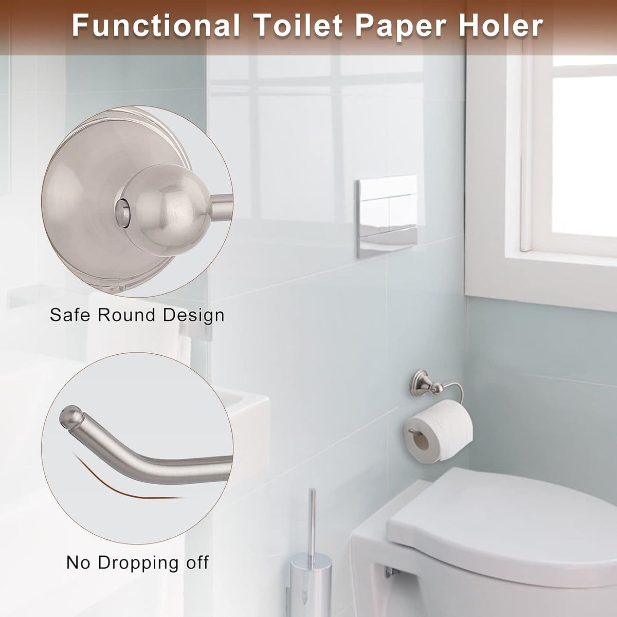 FILTA Brushed Nickel Bathroom Hardware Set - 4 Piece Towel Holder Set with 18 or 24 Inch Towel Bar