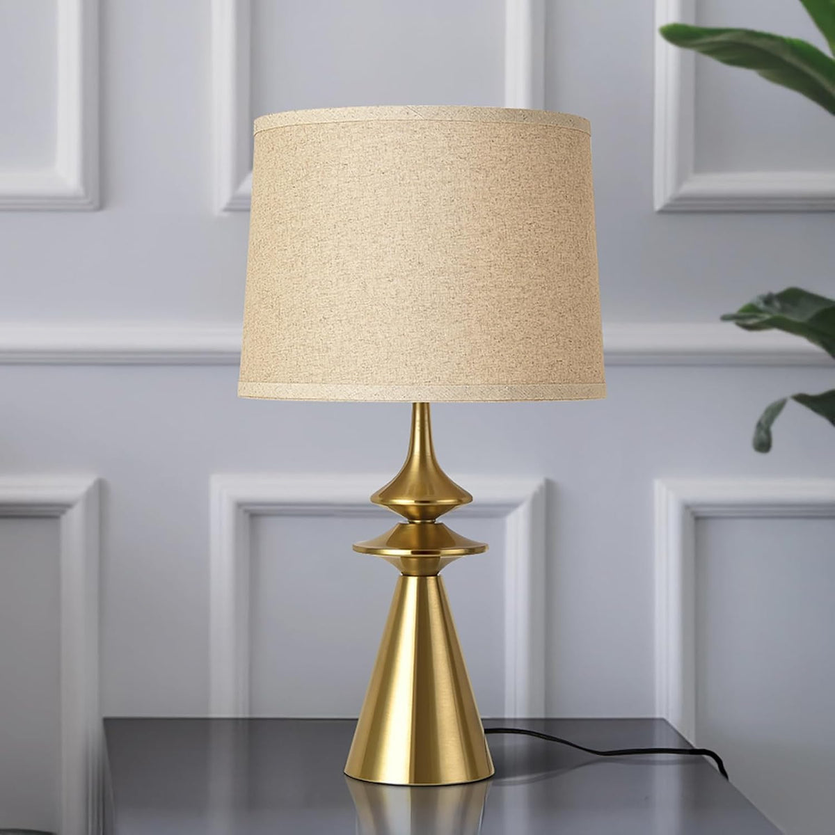 Ziqqeelam 24" Gold Modern Table Lamp, Contemporary Table Lamps Single for Living Room,Tall Modern Buffet Table Lamp Single for Bedroom, Nightstand, Bedside, End Table, Entry Way