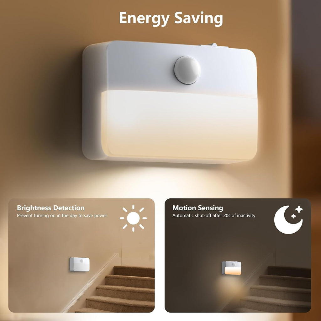 Motion Sensor Night Lights, 6 Pack Warm White Stick-On Stair Lights