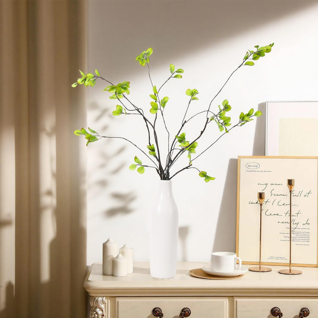 5Pcs Artificial Ficus Branches with Vases, Faux Eucalyptus Greenery Stems in Flower Vase,Fake Eucalyptus Plant for Home Bathroom Living Room Decor,Centerpiece Table Decoration