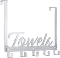 Azmoncy Over The Door Hooks, Towel Hook Towel Holder Over Door Towel Hanger Door Hanger with 5 Coat Hooks Towel Rack for Bathroom Bedroom Kitchen, Chrome