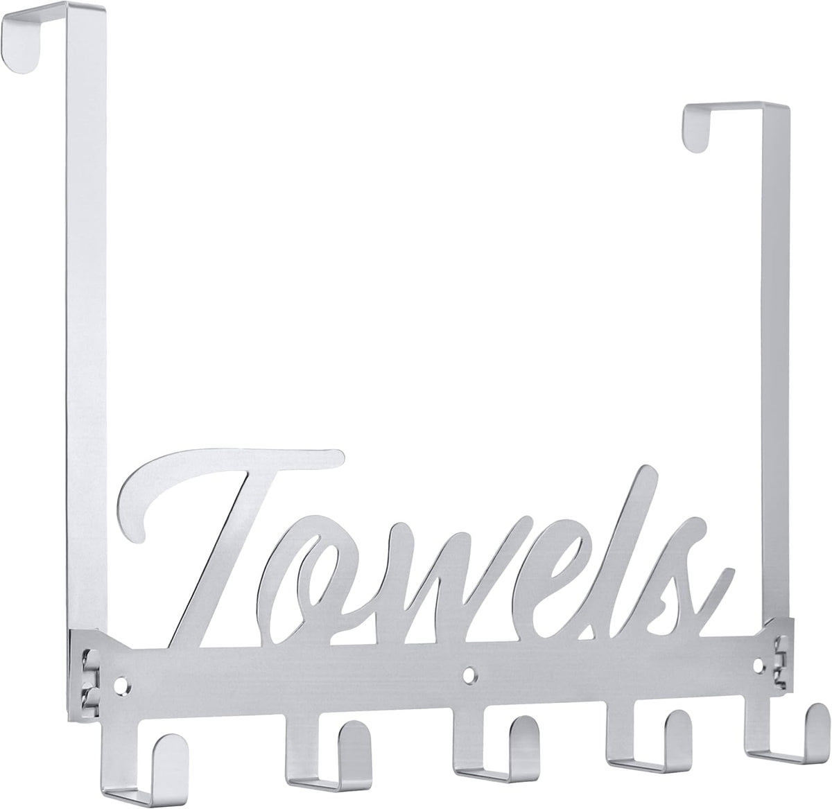 Azmoncy Over The Door Hooks, Towel Hook Towel Holder Over Door Towel Hanger Door Hanger with 5 Coat Hooks Towel Rack for Bathroom Bedroom Kitchen, Chrome