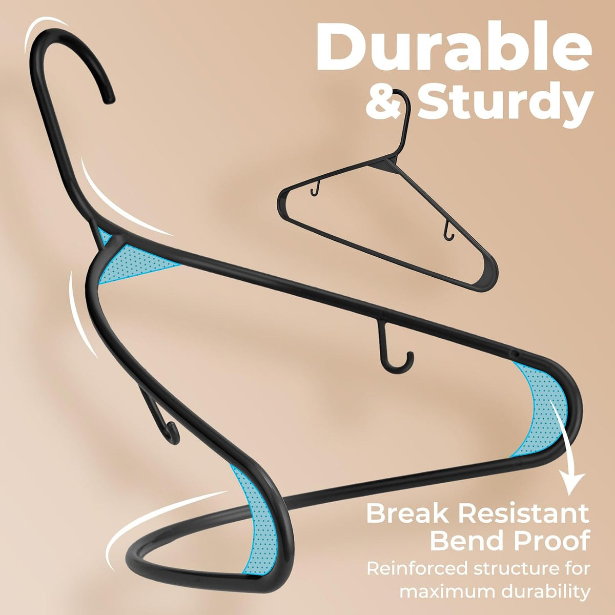 HOUSE DAY Black Plastic Hangers 40 Pack, Slim Space-Saving Clothes Hangers
