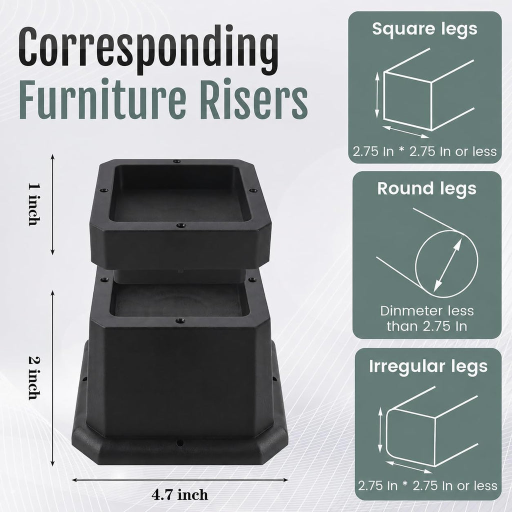 BTSD-home Adjustable Bed Risers 2, 3 or 4 Inch