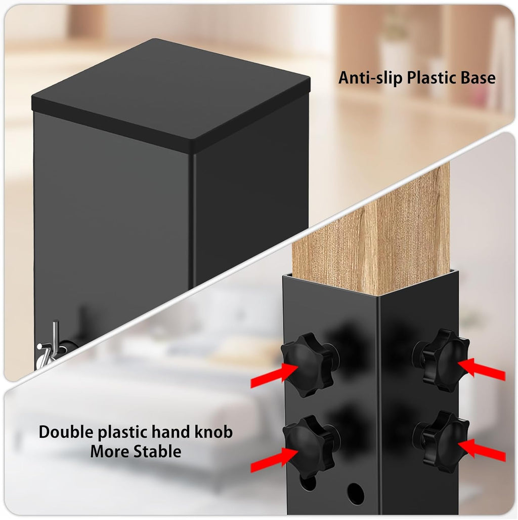 Up Grade 4 Pack Carbon Steel Dorm Bed Riser 3.15" Diameter Metal Bed Riser for Square Wooden Bed Frame, Table Adjustable to 3.2", 5.1", 8.1" or 11.2" Height (for Bed Leg 2.3-3.1")