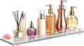 20-Inch Pink Glass Bathroom Shelf with Stainless Steel Railing