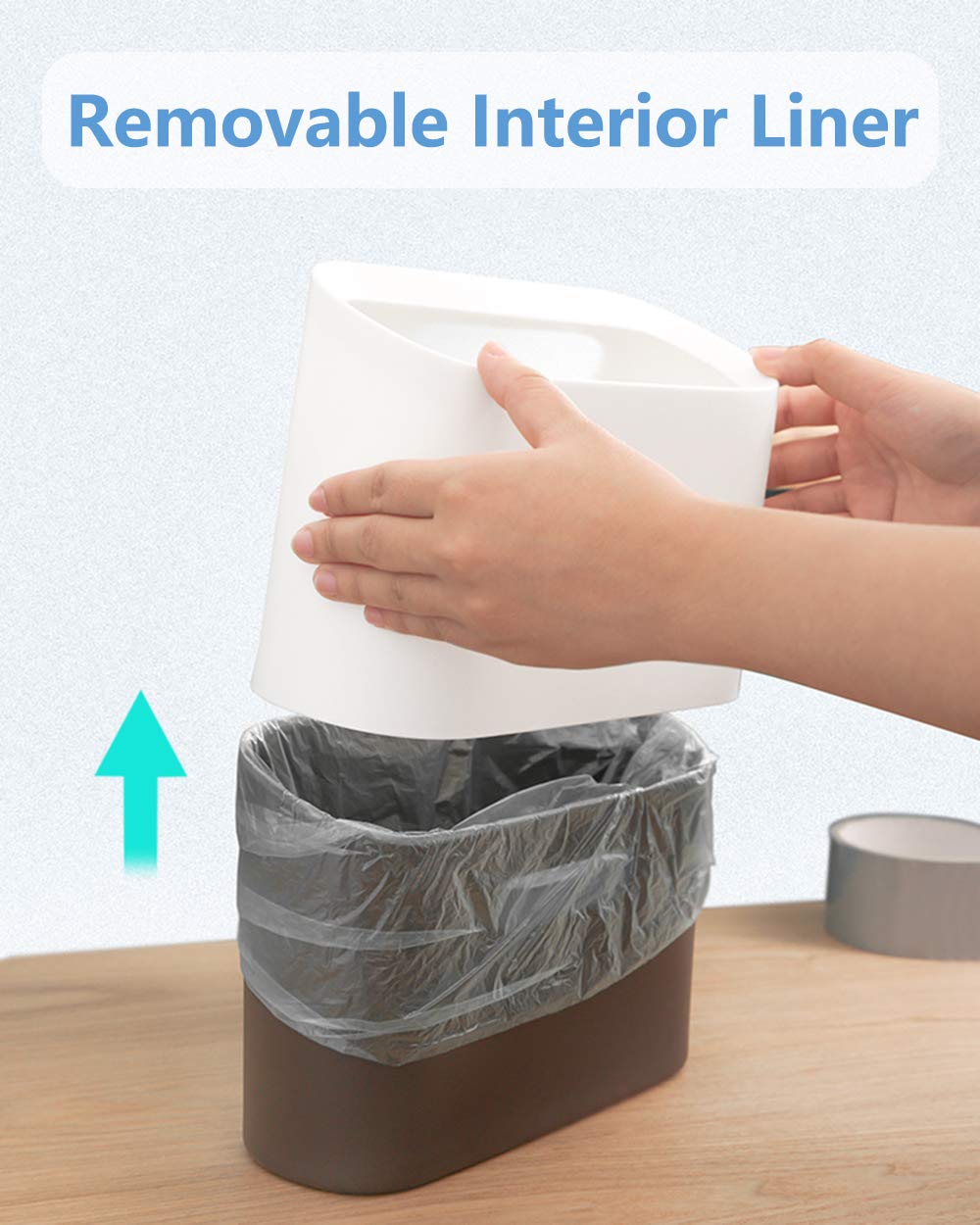 AYADA 0.4 Gal Mini Trash Can for Desk with Inclined Opening (White)