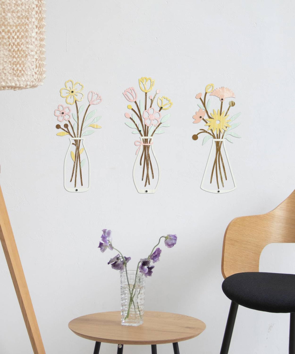 Putuo Decor Metal Flower Vase Wall Art, 3 Pieces Rustic Minimalist Floral Farmhouse Wall Decor for Living Room Bathroom Kitchen, Bedroom Dining Room, Housewarming Gifts