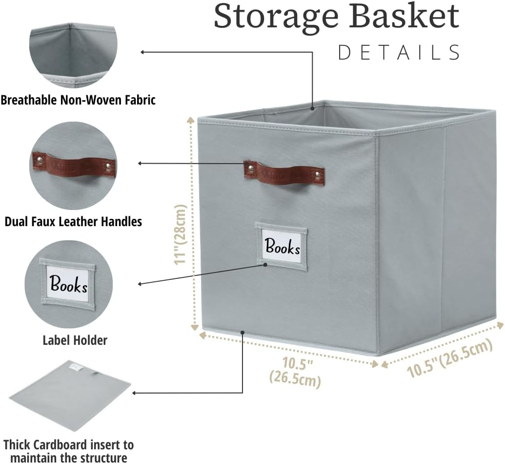 DECOMOMO Storage Bins, Cube Storage Bin with Labels
