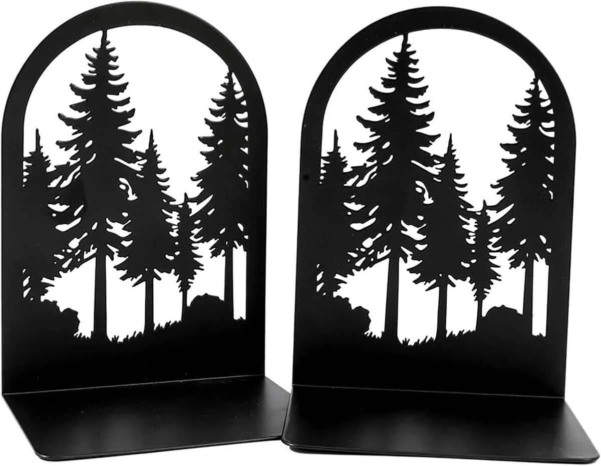 1 Pair Forest Tree Bookends, Decorative Book Holders for Bookshelves