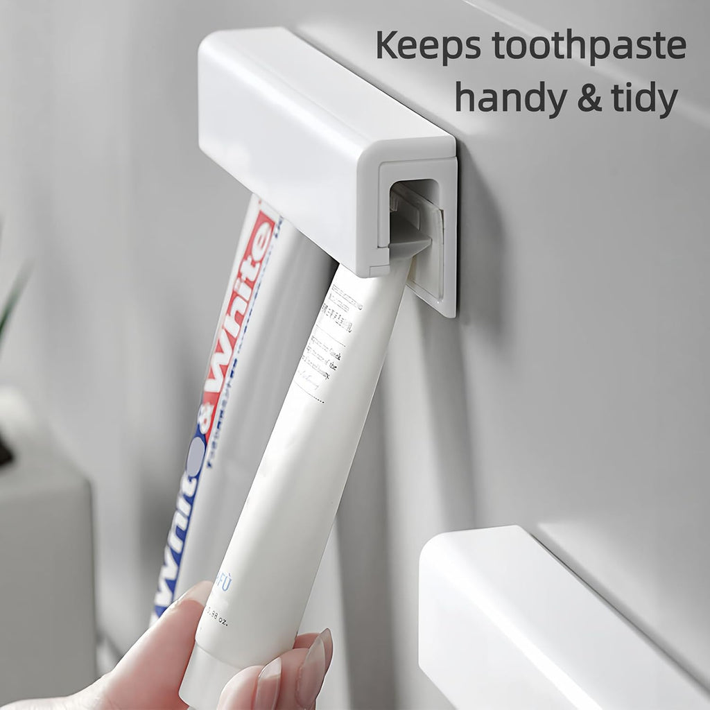 Adhesive Toothpaste Holder Wall Mounted for Bathroom c/w 1 Tube Squeezer
