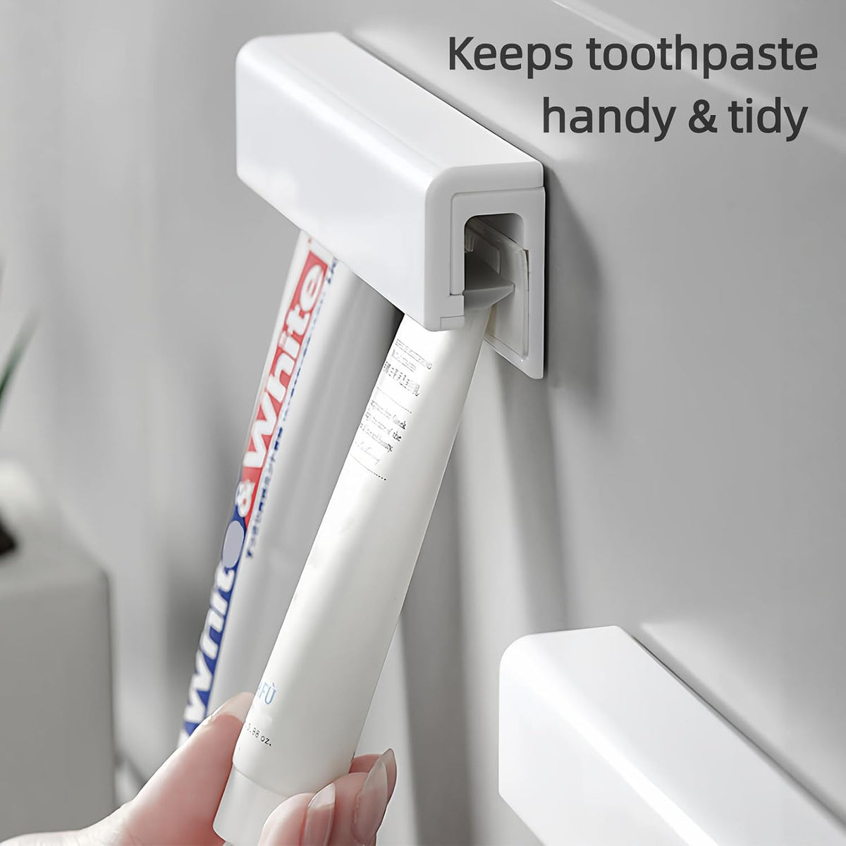 Adhesive Toothpaste Holder Wall Mounted for Bathroom c/w 1 Tube Squeezer