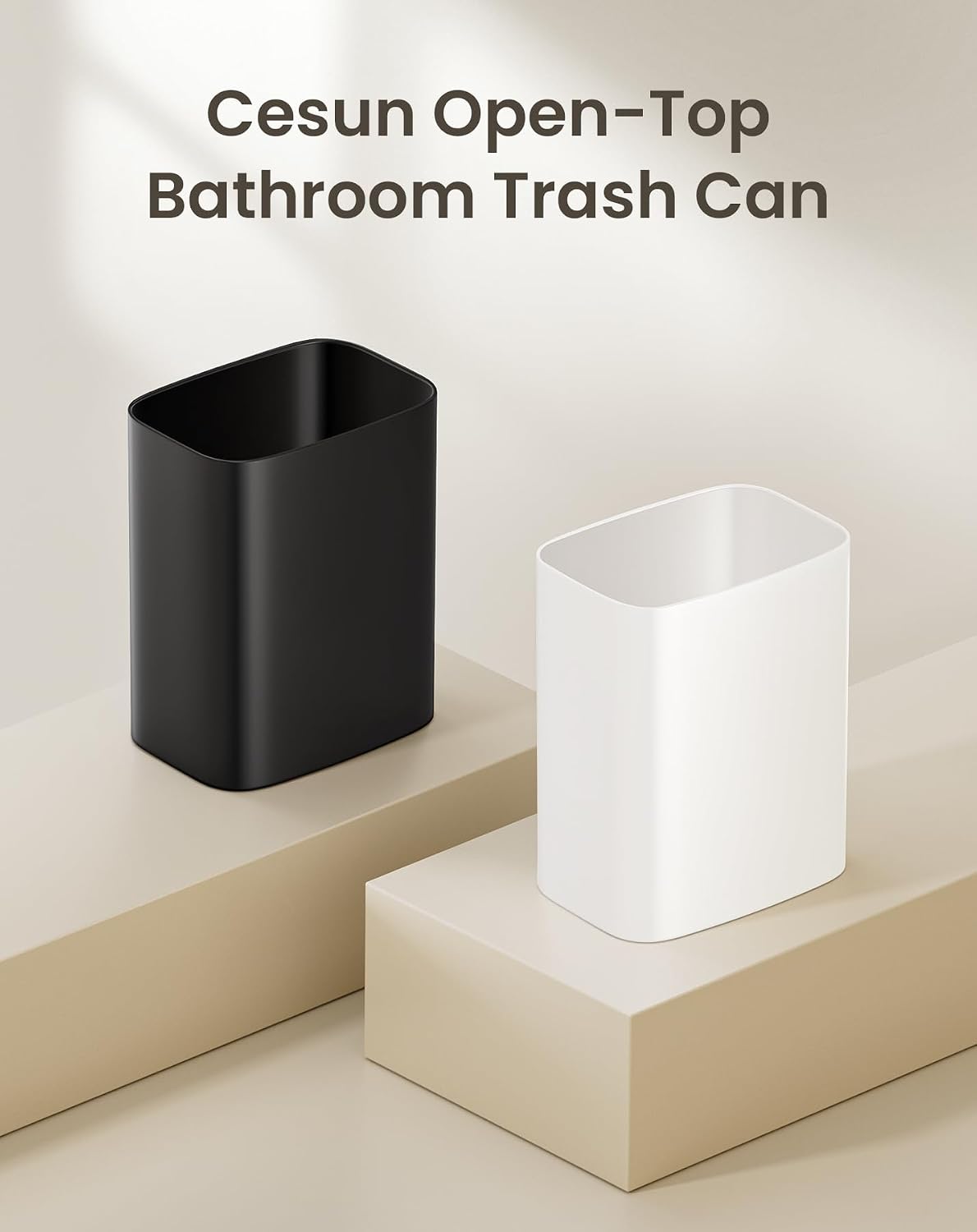 Cesun 3.4 Gallons Bathroom Trash Can, Small Under Sink Wastebasket, White