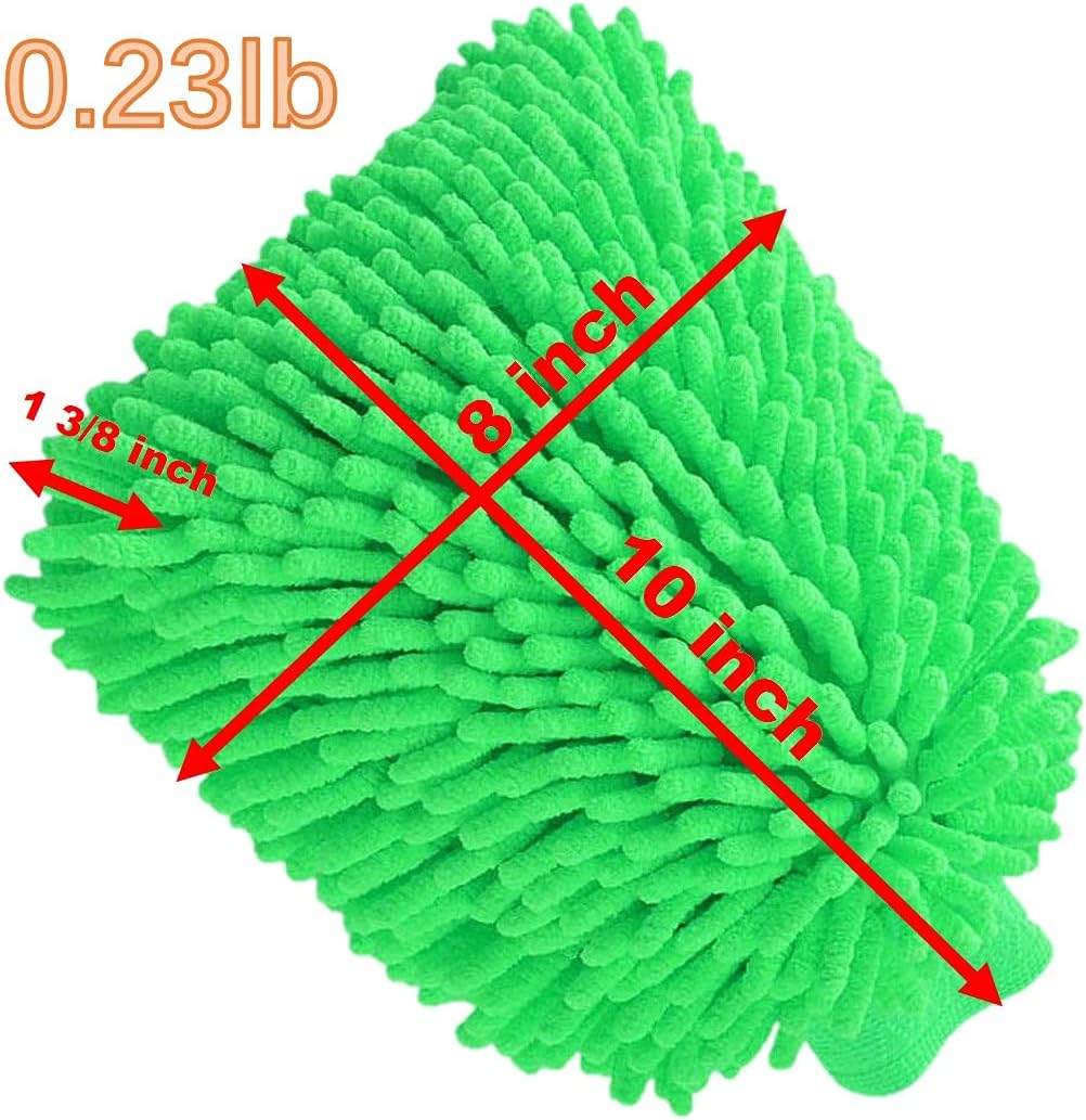 QUALIALL Green Chenille Microfiber Dusting Mitt, 10.5x8 Inch