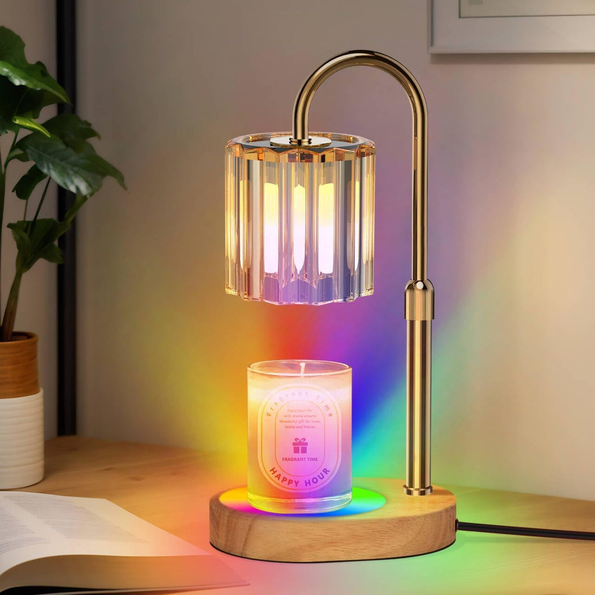 Lukasa Candle Warmer Lamp, with RGB LED Lights,Timer and Dimmer, Adjustable Height, House Warming Gifts New Home Decor, Gifts for Women Mom, Wax Melt Warmer for Scented Jar Candles