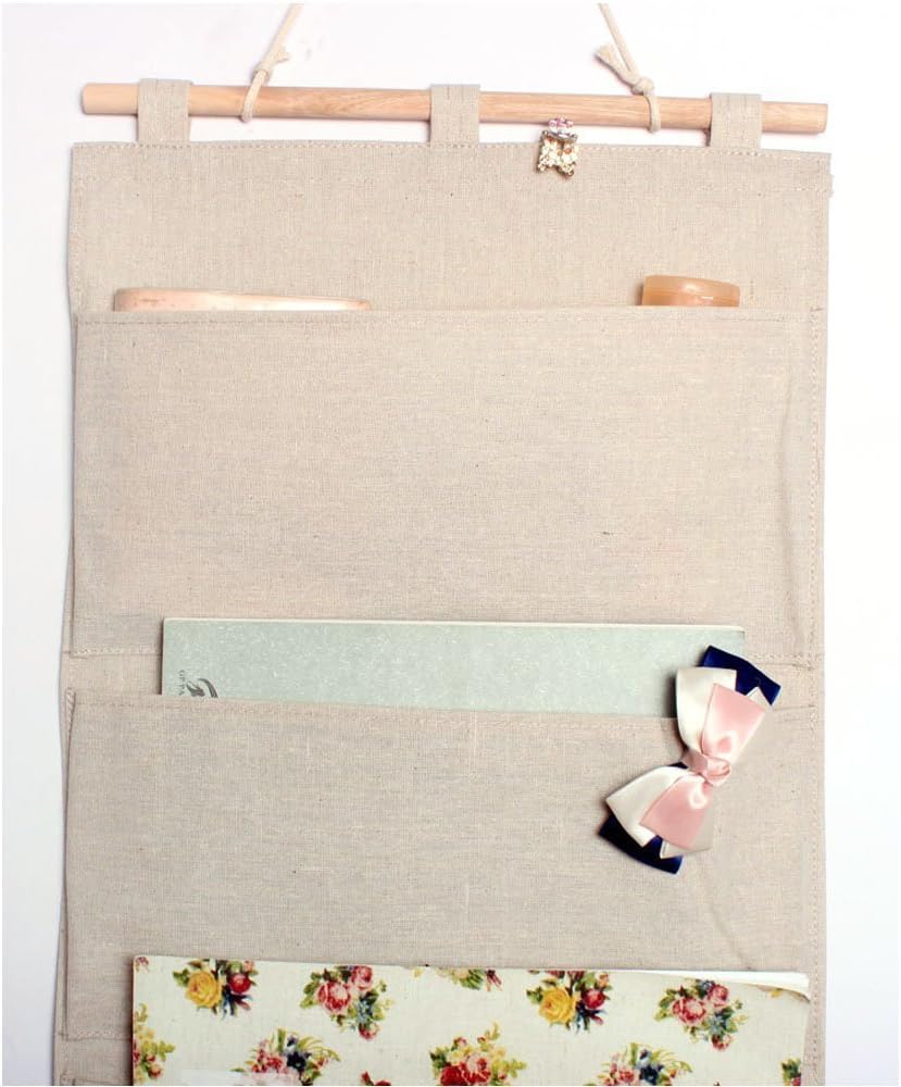 Co-link Linen/Cotton Fabric Wall Door Hanging Storage Pockets Home Organizer (4 Pockets)
