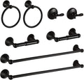 8 Piece Bathroom Accessory Set(Adjustable Towel Bar, Towel Ring, Toilet Paper Holder,Towel Hook), Wall Mounted Bathroom Hardware Accessories Set,Matte Black