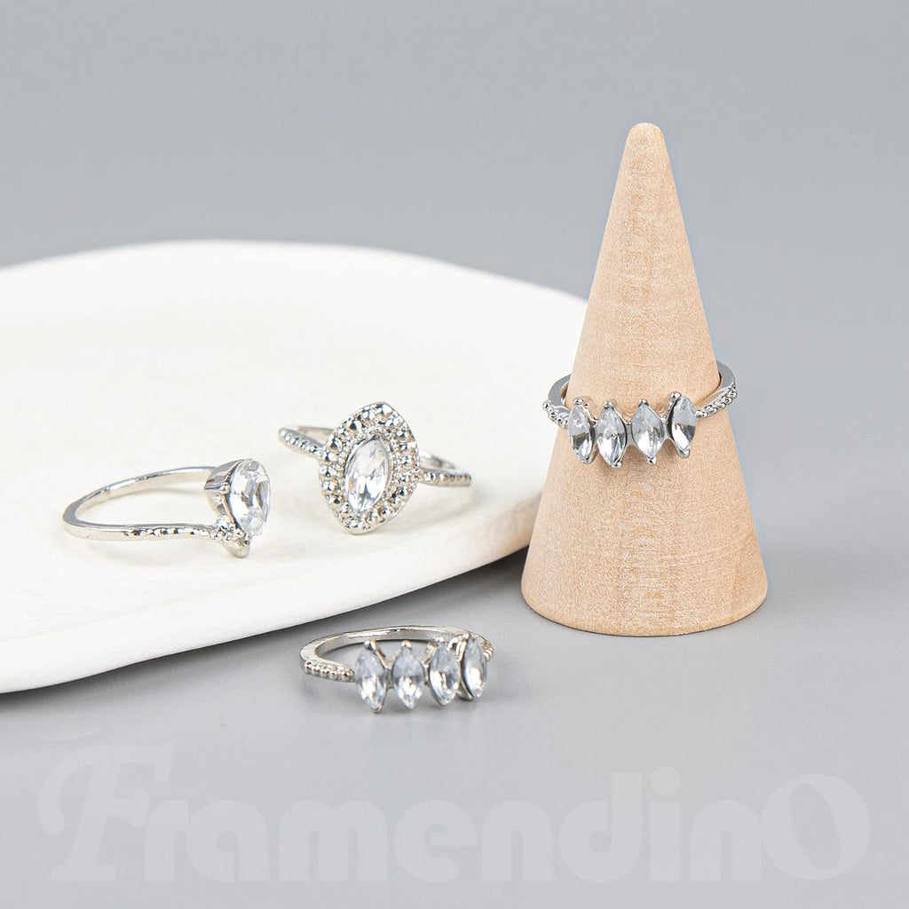 Framendino, 20 Pack Wood Cone Ring Display Stand Holder, Natural Unfinished Jewelry Stands Organizer for Crafts DIY