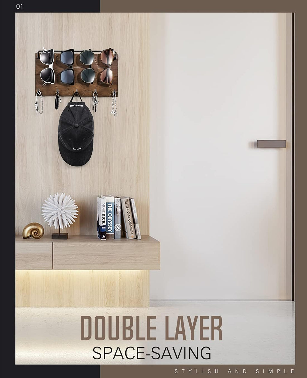 Emibele Sunglass Organizer Wall Key Holder,Decorative Wood Wall Organizer