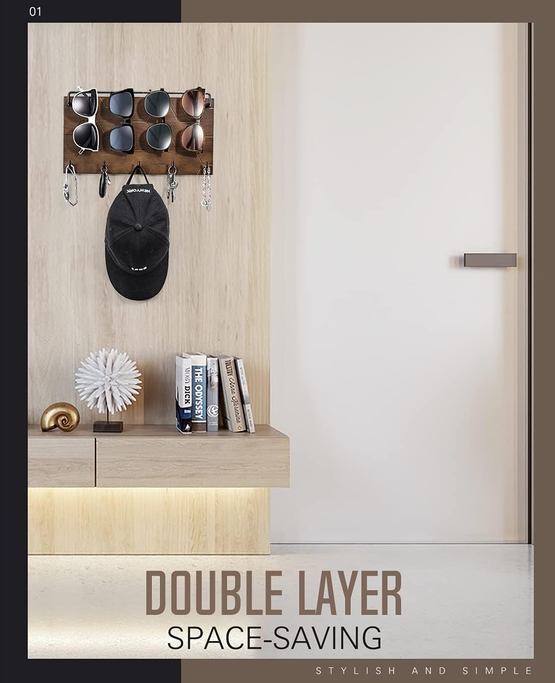 Emibele Sunglass Organizer Wall Key Holder,Decorative Wood Wall Organizer