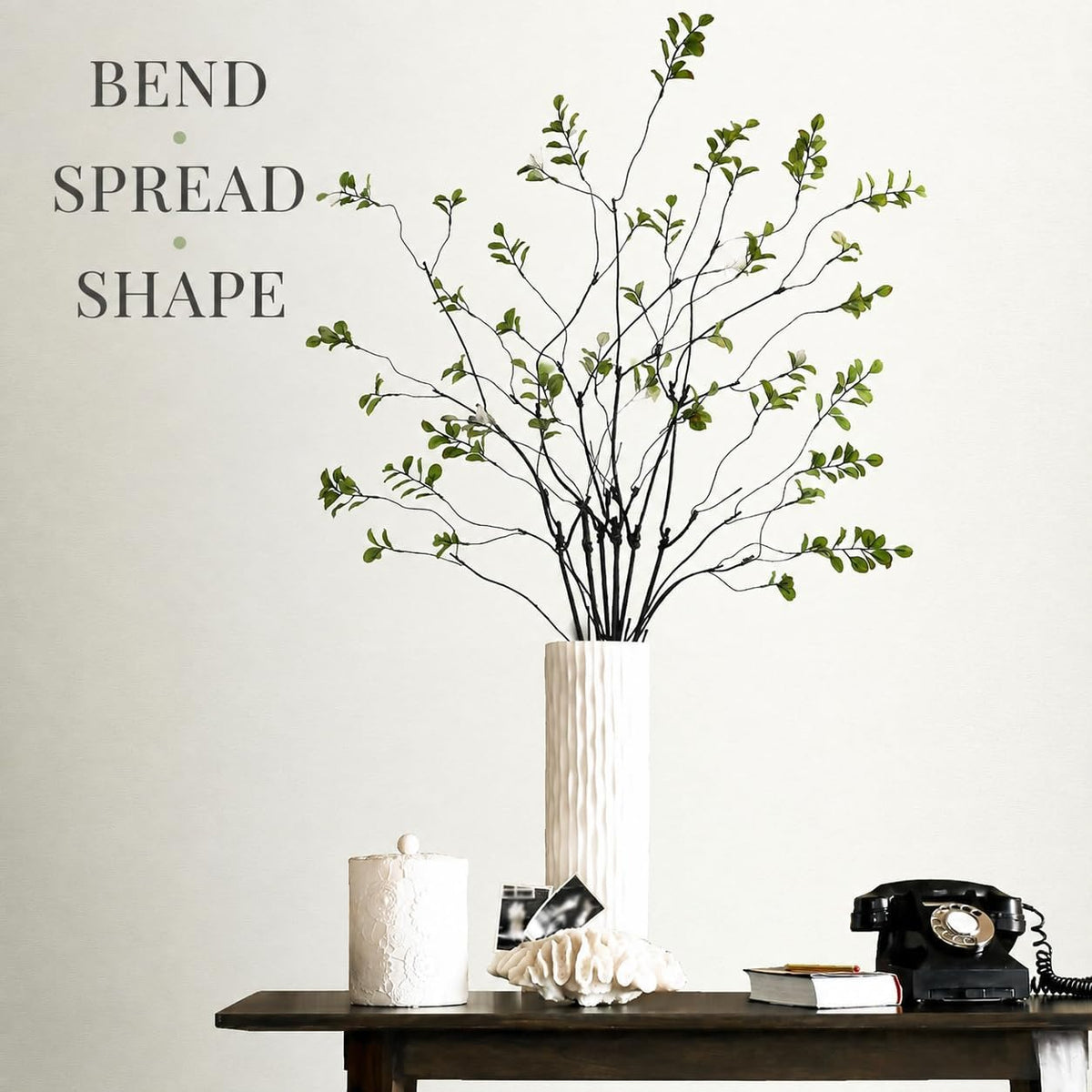 Krissing 8 Pcs Faux Greenery Stems, 37-Inch Ficus Branches for Vase