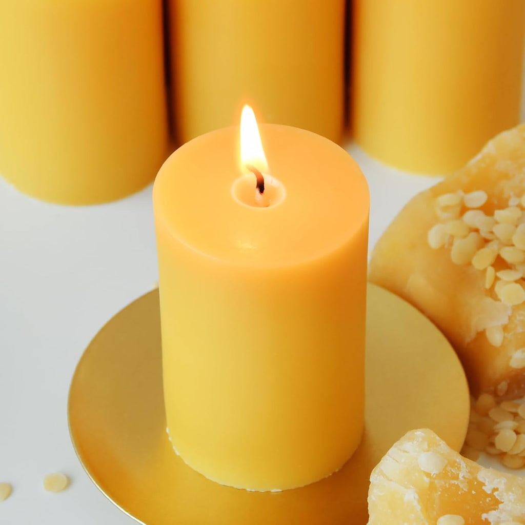 DEYBBY Pure Beeswax Pillar Candles, 2x3 Inch, 12 Pack Bulk, 30 Hr Burn Time