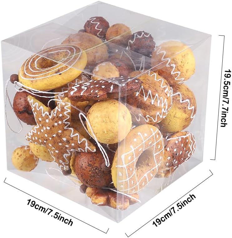 43PCS Baking Christmas Ornaments Set, Christmas Gingerbread Decorations Tree Hanging Ball Shatterproof Artificial Xmas Tree Hanging Ball for Indoor Home Holiday New Year Party Decor
