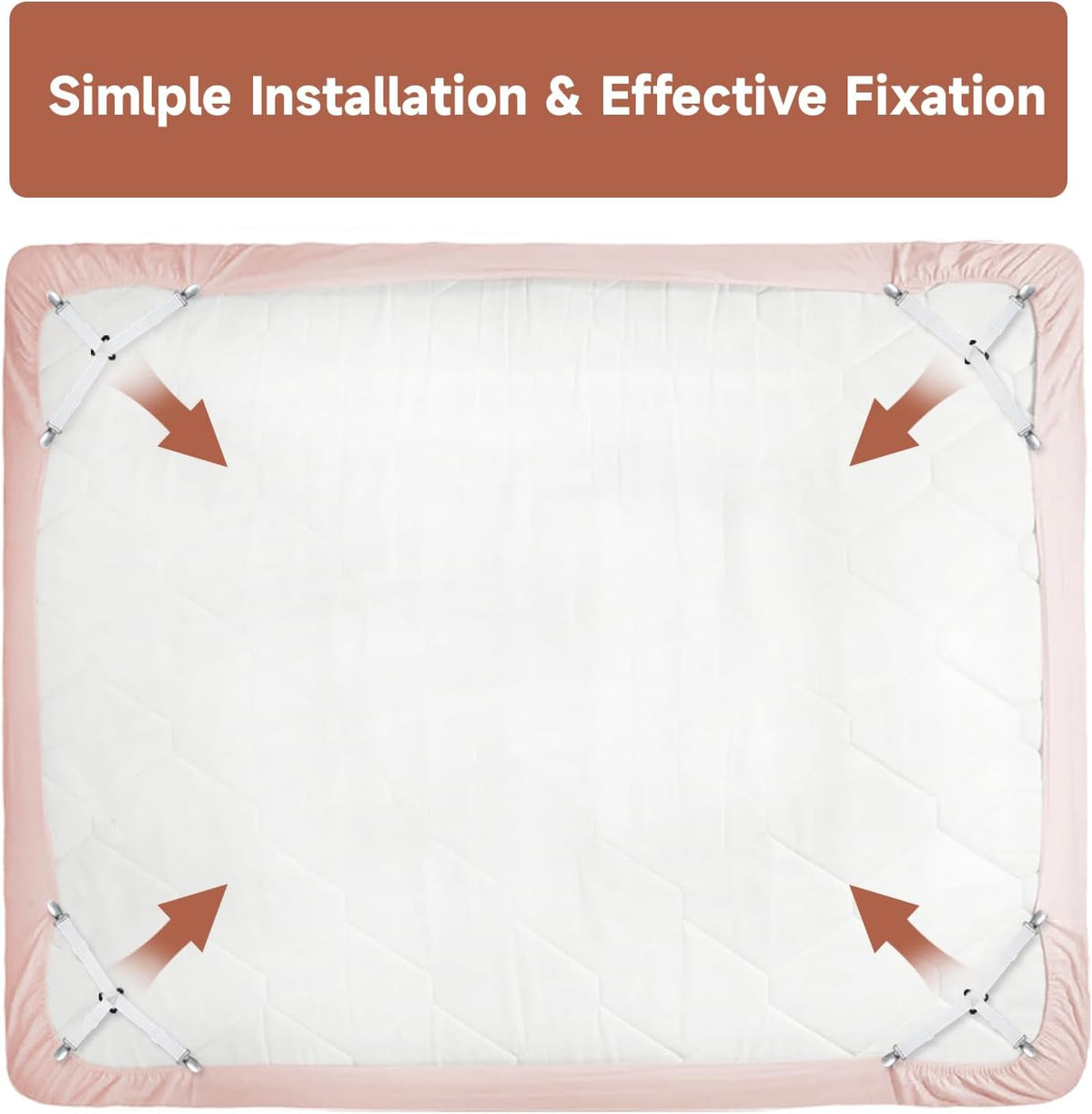 Bed Sheet Straps, Upgrade Fitted Bed Sheet Holders for Corners, Non Slip Sheet Clips White 4Pcs