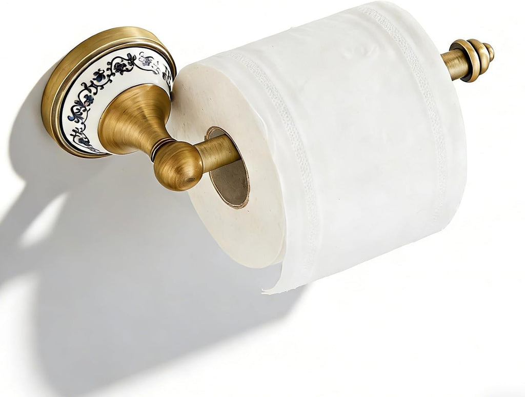 Toilet Paper Holder, NEWRAIN Antique Brass Tissue Roll Holders, Vintage Round Toilet Roll Holders Wall Mounted for Bathroom,RV,Hotel