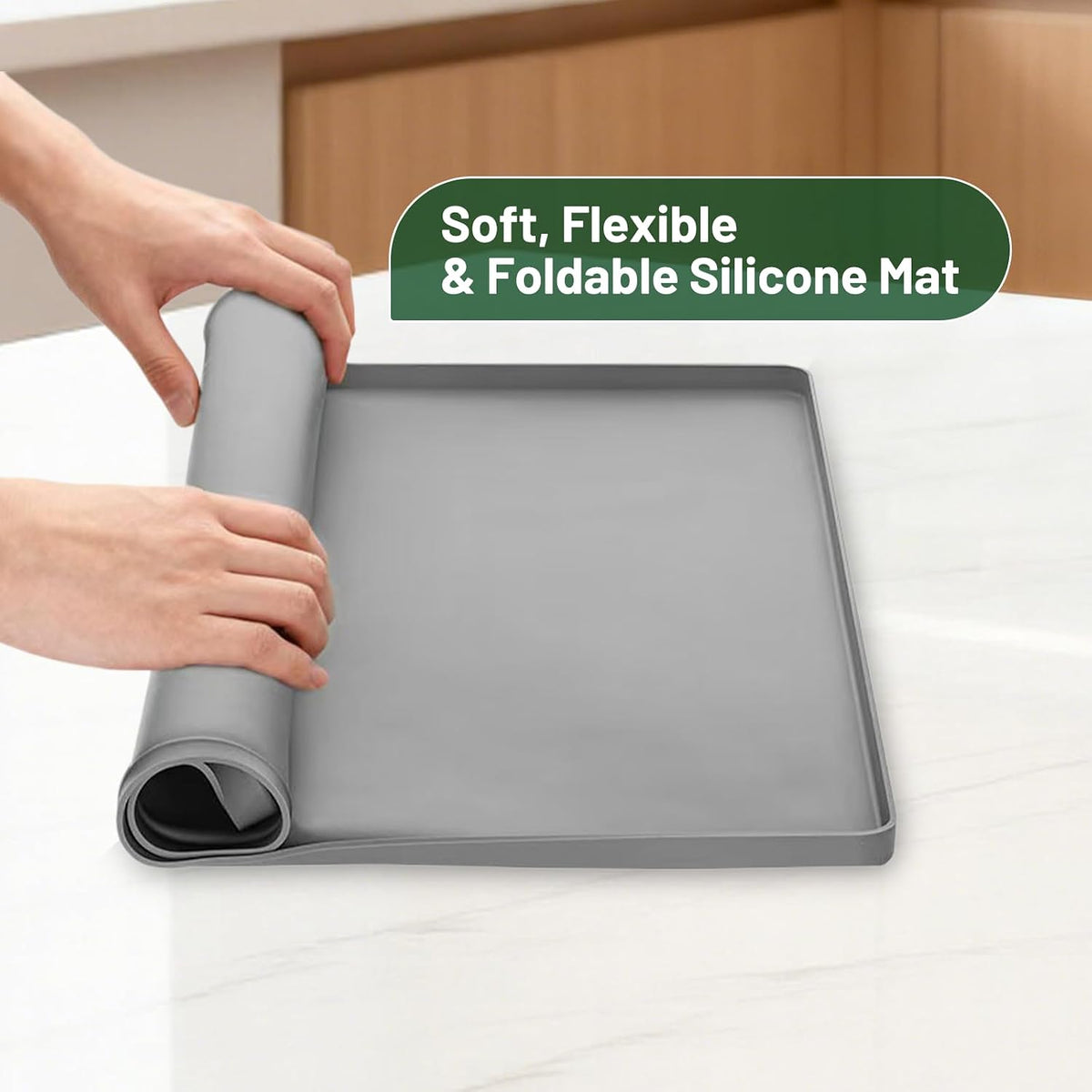 Dehumidifier Drip Mat- 23.6'' x 19.7'' x 0.78'' Silicone Humidifier Drip Tray,Non-Slip,Spill-Proof,Water proof Dehumidifier Drip Pan, Ideal for Portable Air Conditioner,Ice Maker,Water Cooler-Grey