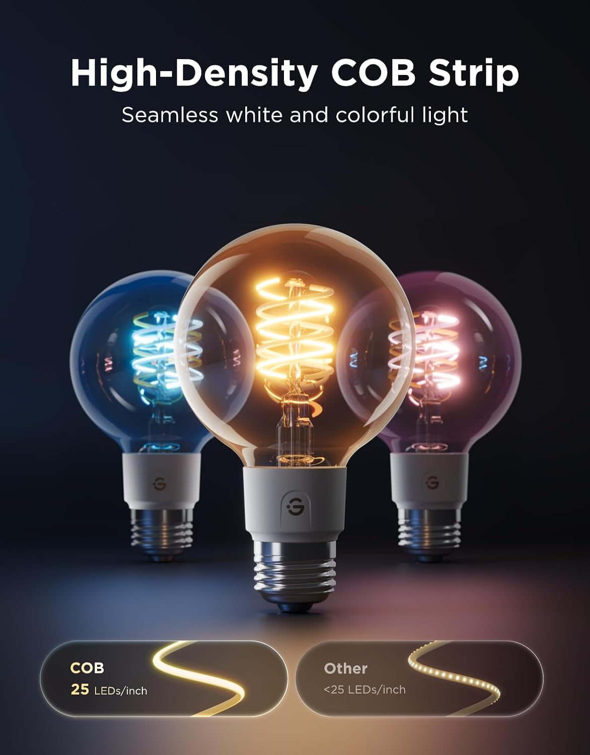 Govee Edison Bulbs, G25 Smart Vintage Light Bulbs, RGBWW, E26 Base 4 Pack