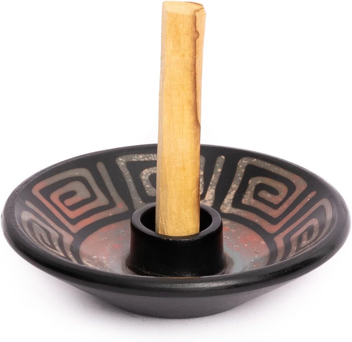 Palo Santo Holder with 5 Sticks - Luna Sundara Handmade Ceramic Incense Burner - Blue Chulucanas Pottery from Peru - Smudge Bowl for Sage - Aromatherapy Gift Set