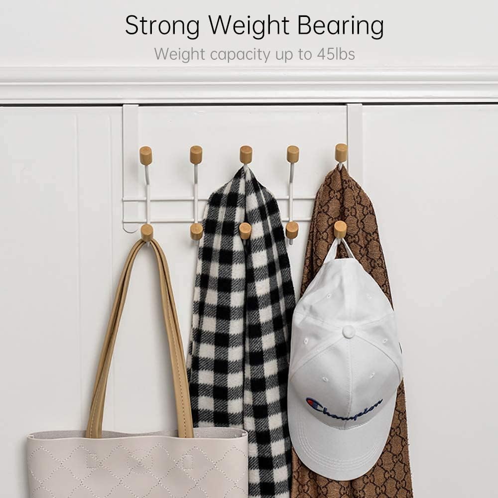 HYMIKO Over The Door Hooks, 2 Pack Metal Door Hanger Organizer