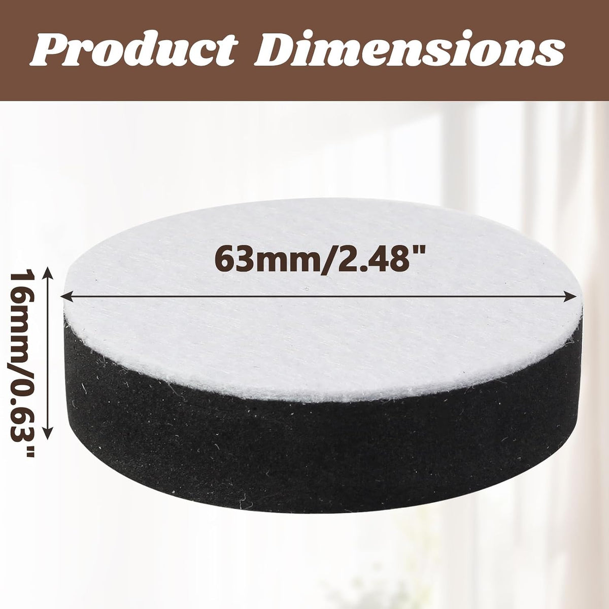 Self-Adhesive Furniture Risers 12Pcs, Round Adds 1/2" Height Black