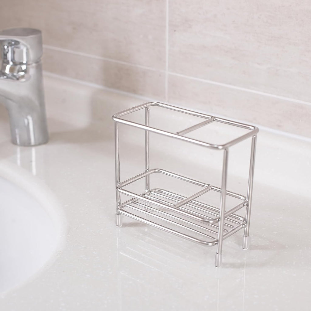 Stainless Steel Electric Toothbrush and Toothpaste Holder for Bathrooms