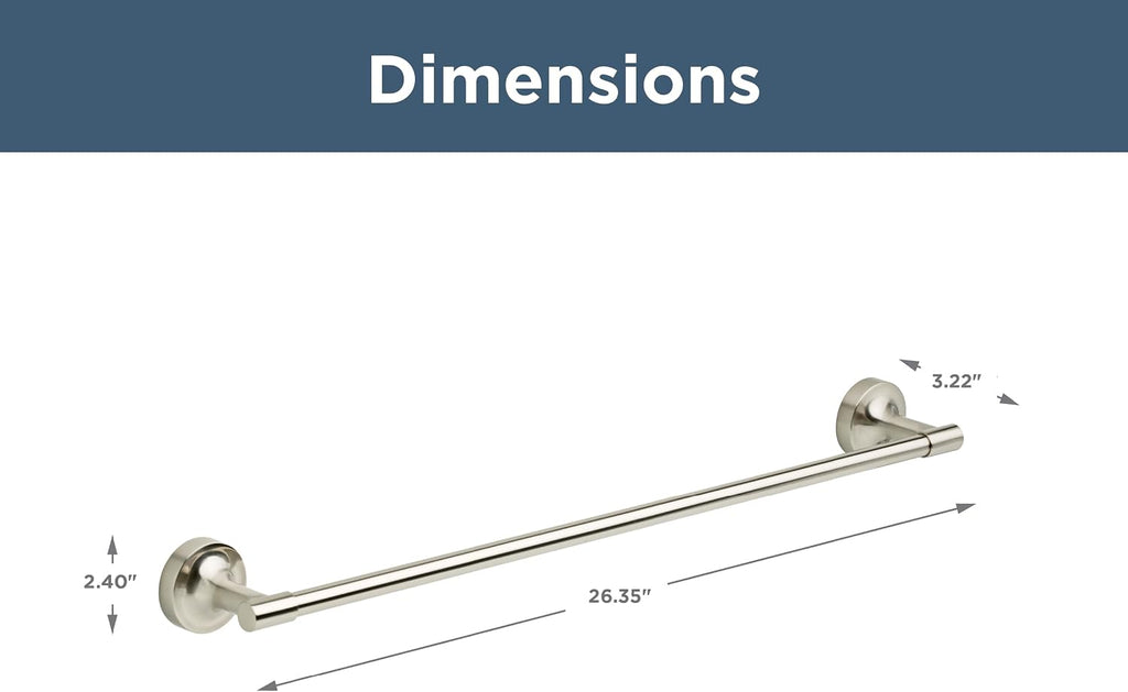 Franklin Brass Voisin (1-Pack) 24" Towel Rack for Bathroom, Satin Nickel Towel Bar for Bathroom Wall Towel Holder Rod Wall Mounted Bathroom Accessories VOI24-SN