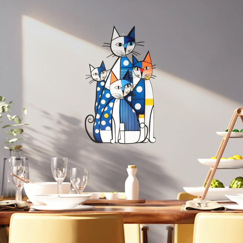 USJOK Metal Cat Wall Art 16" Modern Abstract Geometric Cat Wall Sculpture