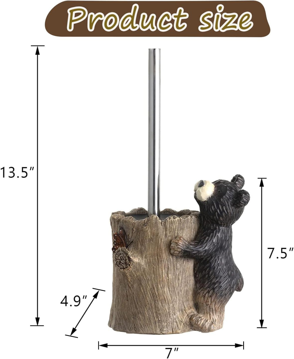 Bear Toilet Brush Holder Set, Black Bear Toilet Bowl Brush Cleaner Bathroom