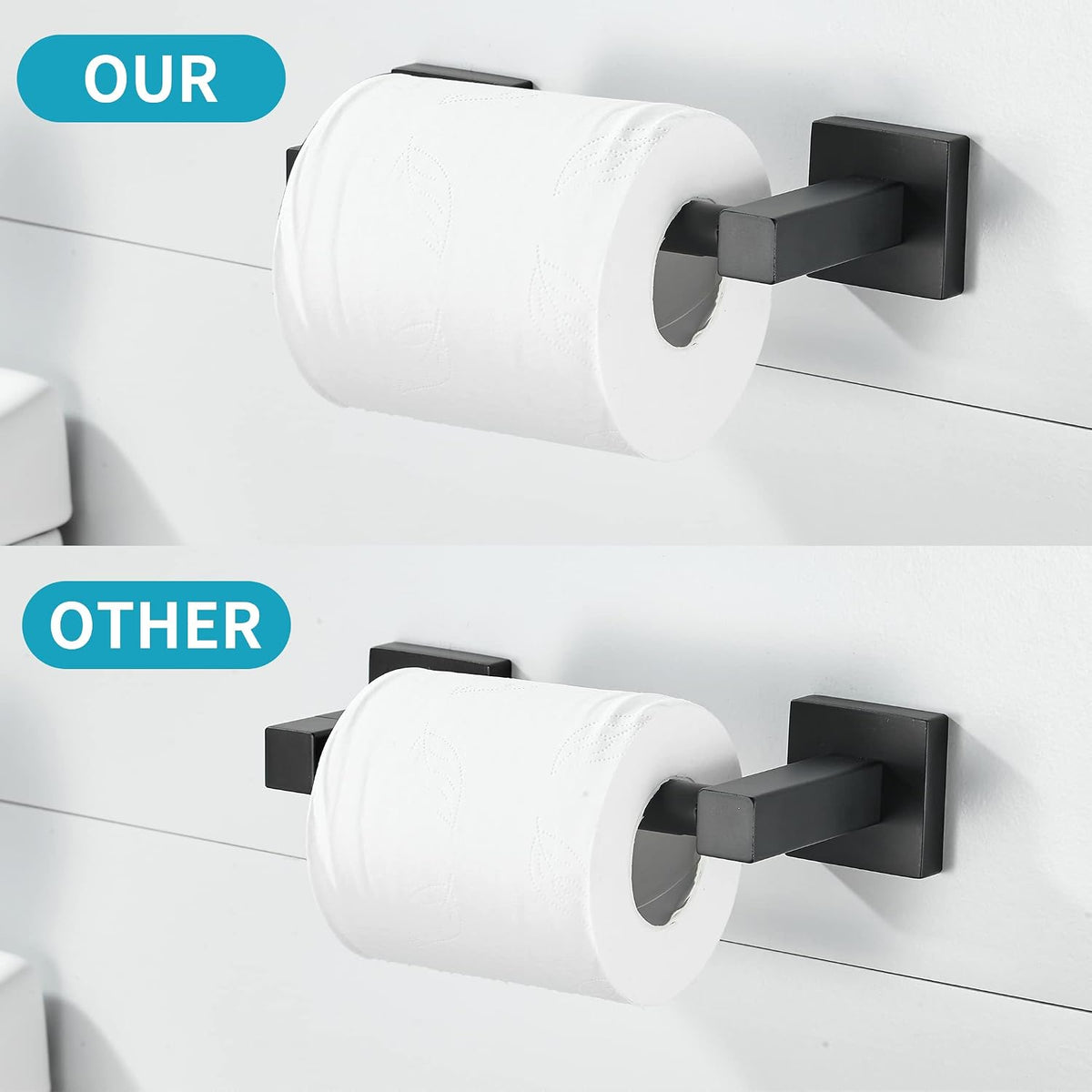 WOLIBEER Black Toilet Paper Holder, Matte Bathroom Toilet Roll Holder, Double Post Pivoting Modern Tissue Hanger Wall Mount for Bath Toilet Kitchen Stainless Steel