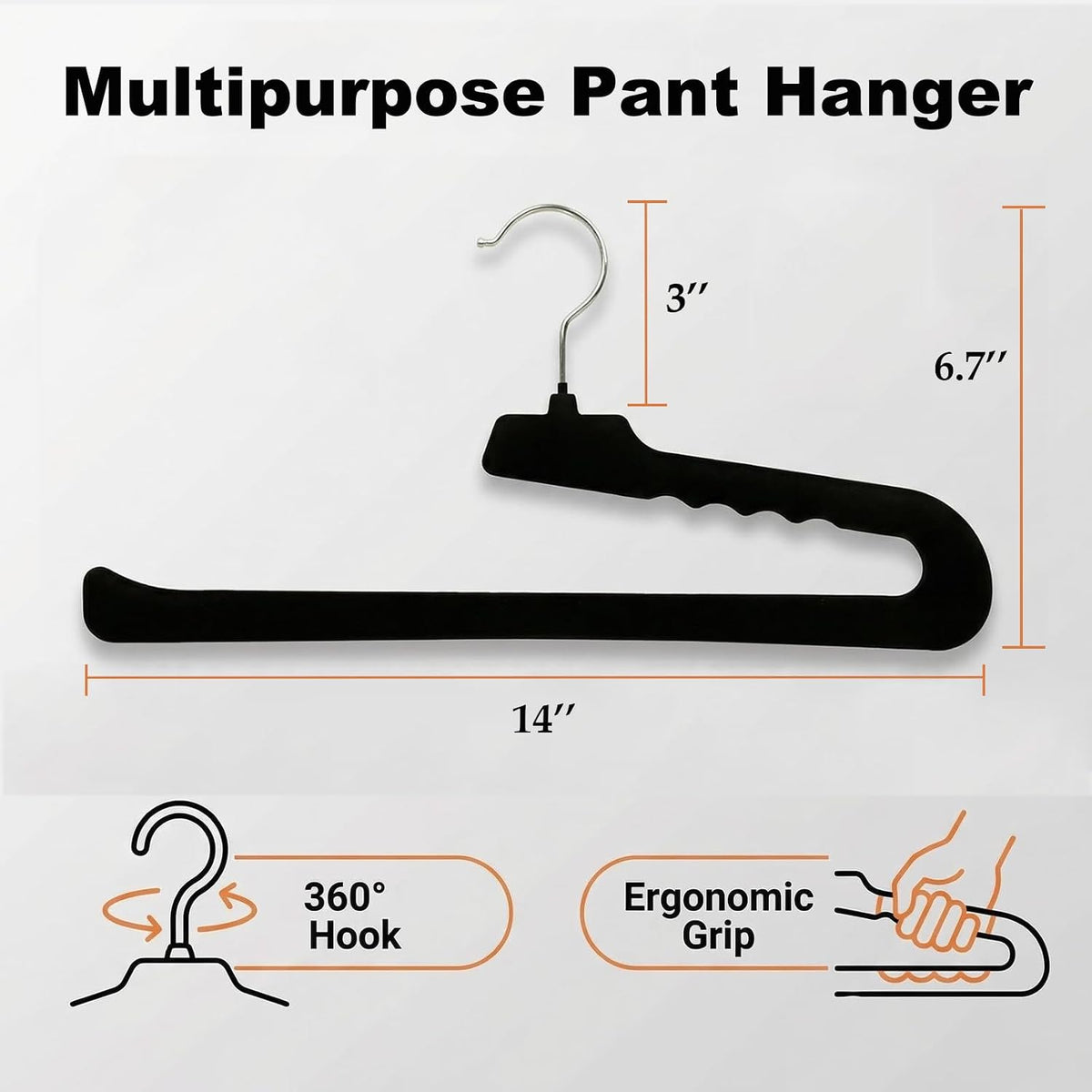 Pants Hangers, 10 Pack Non-Slip Open Ended Velvet Hangers