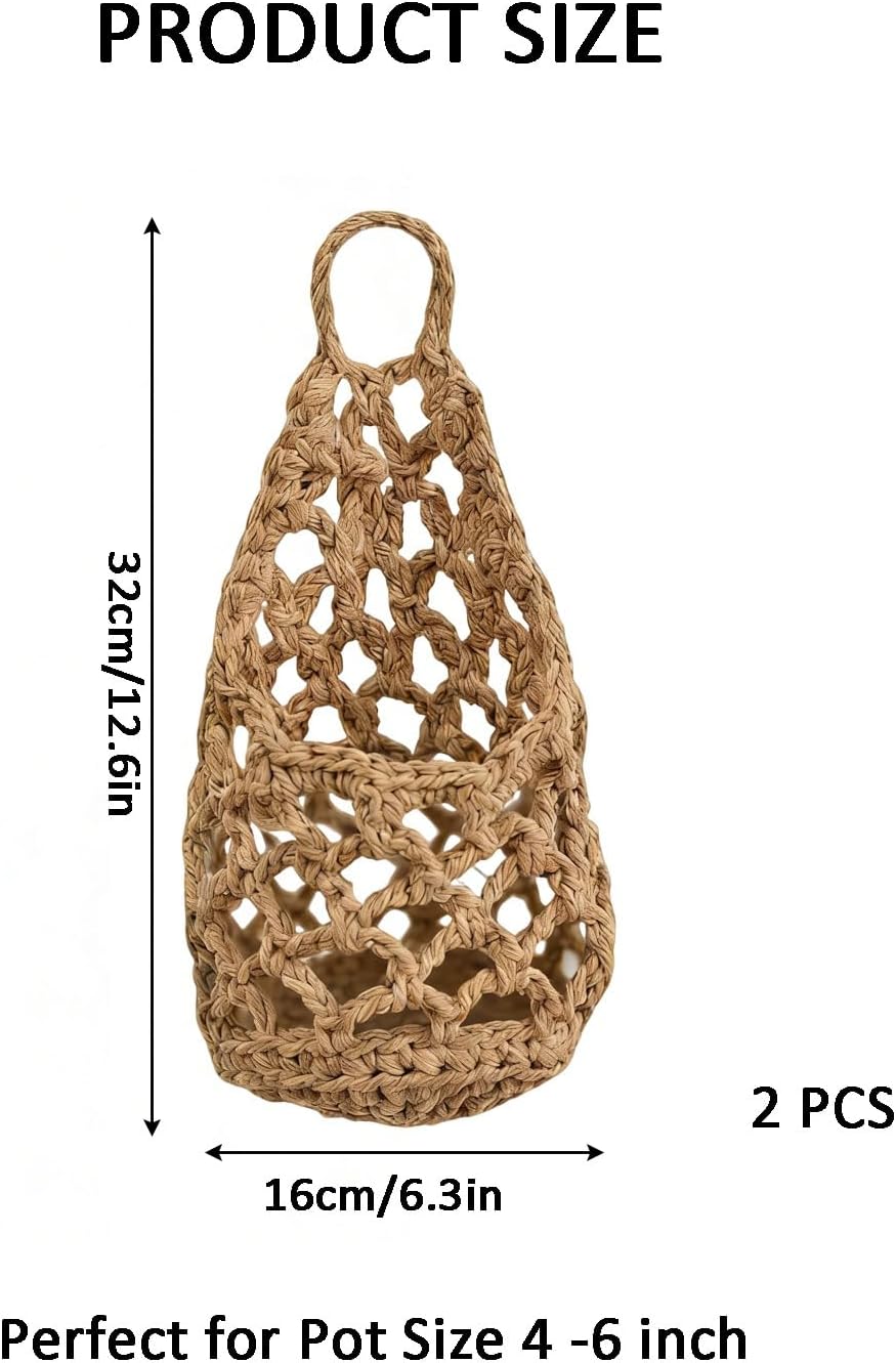Macrame Plant Hanger Set of 2, Boho Wall Hanging Planter for up to 6" Pots
