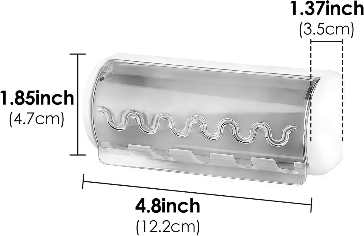 1 PCS Self Adhesive Toothbrush Holder with Cover for Bathroom, 5-Slot Wall Mounted Toothbrush Organizer Rack for Shower, Dorm, Cabinet (Grey)