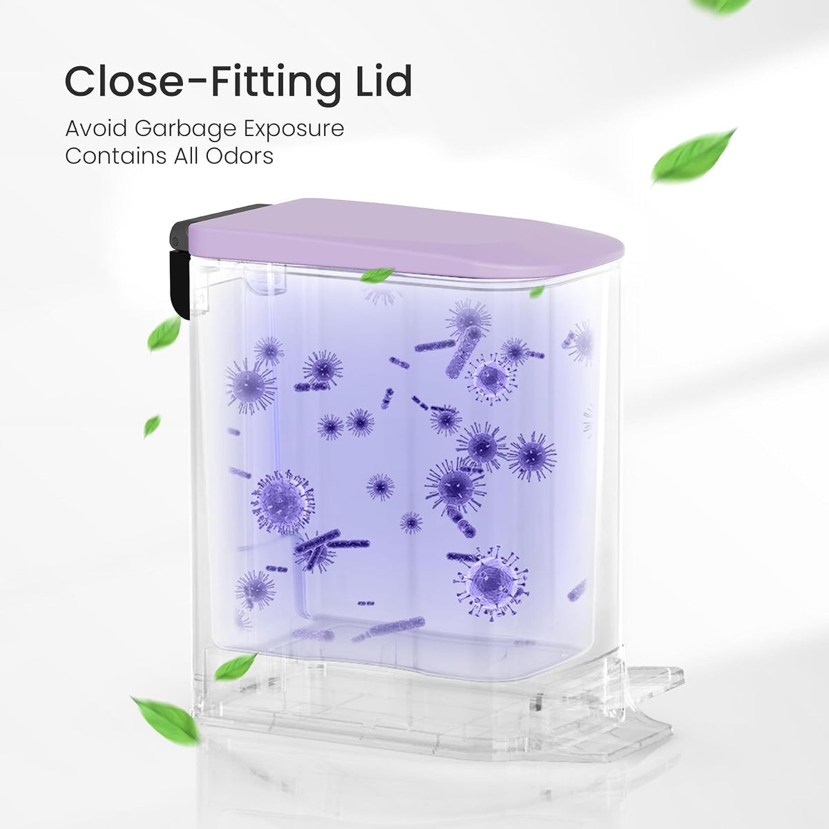 Cesun Small Bathroom Trash Can with Lid, 1.6 Gal, Soft Close, Purple