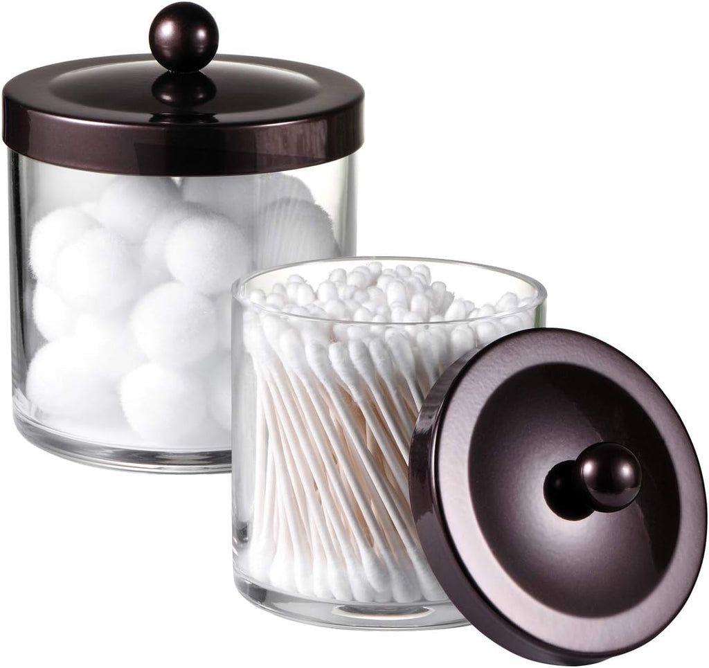 SheeChung 2 Pack Plastic Apothecary Jars with Bronze Metal Lids
