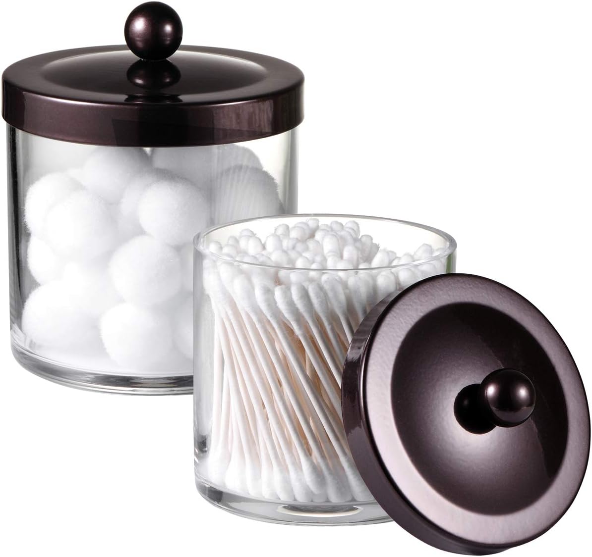 SheeChung 2 Pack Plastic Apothecary Jars with Bronze Metal Lids