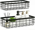 2PCS Adhesive Metal Wire Wall Storage Organizer Hanging Baskets Black M+L