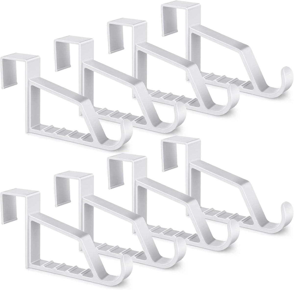Maitys Space Saving Plastic Over Door Hooks Door Hanger Hooks Multi Hanging Storage Organizers Door Hangers Door Towel Hooks for Coats, Towels, Bags, Hats, Scarves Home Accessories(White, 8 Pieces)