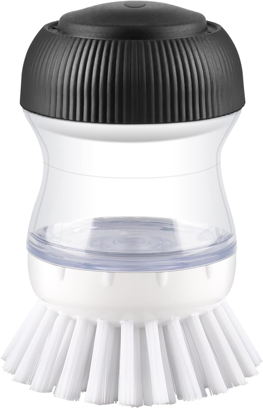 OYV Soap Dispensing Palm Brush, 1-Pack Dish Scrub Brush, Black/Clear/White