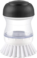 OYV Soap Dispensing Palm Brush, 1-Pack Dish Scrub Brush, Black/Clear/White